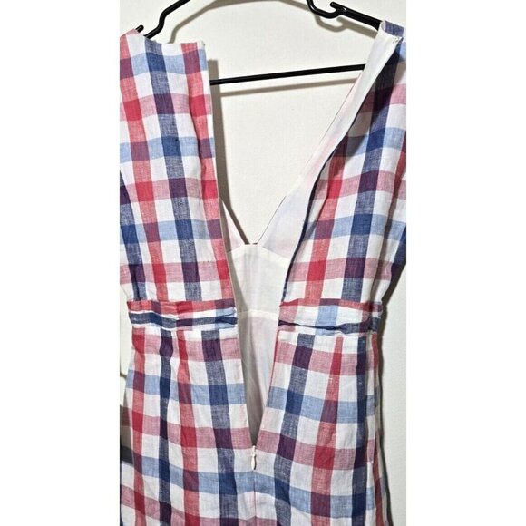 Revolve Privacy Please Dress Sz XS Emilia Mini Linen Plaid Cottagecore Patriotic - Picture 12 of 12
